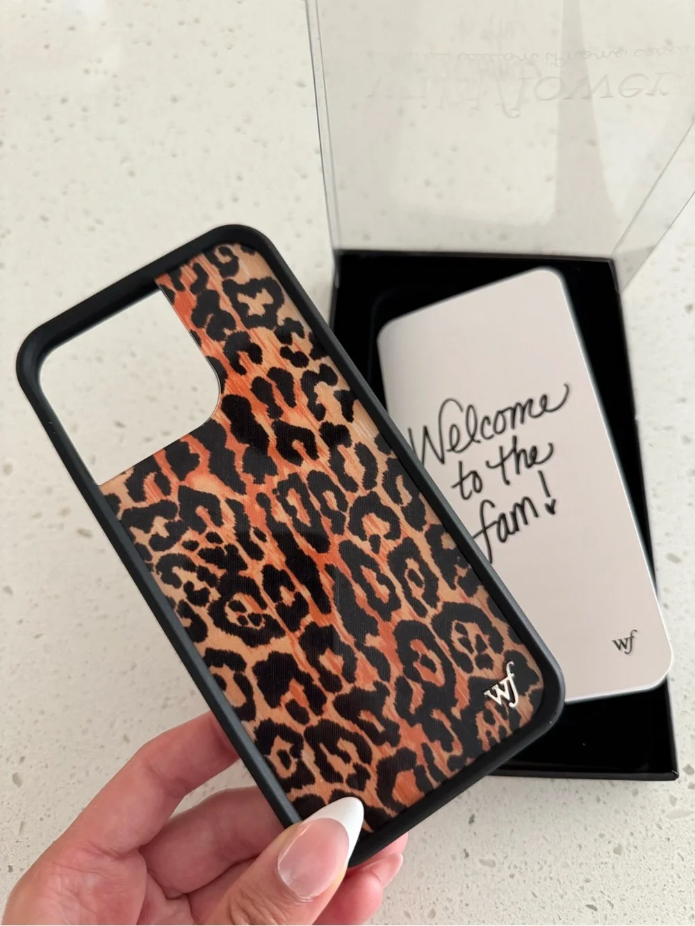 Wander Leopard Print Phone Case - Black Trim with Brown Spots